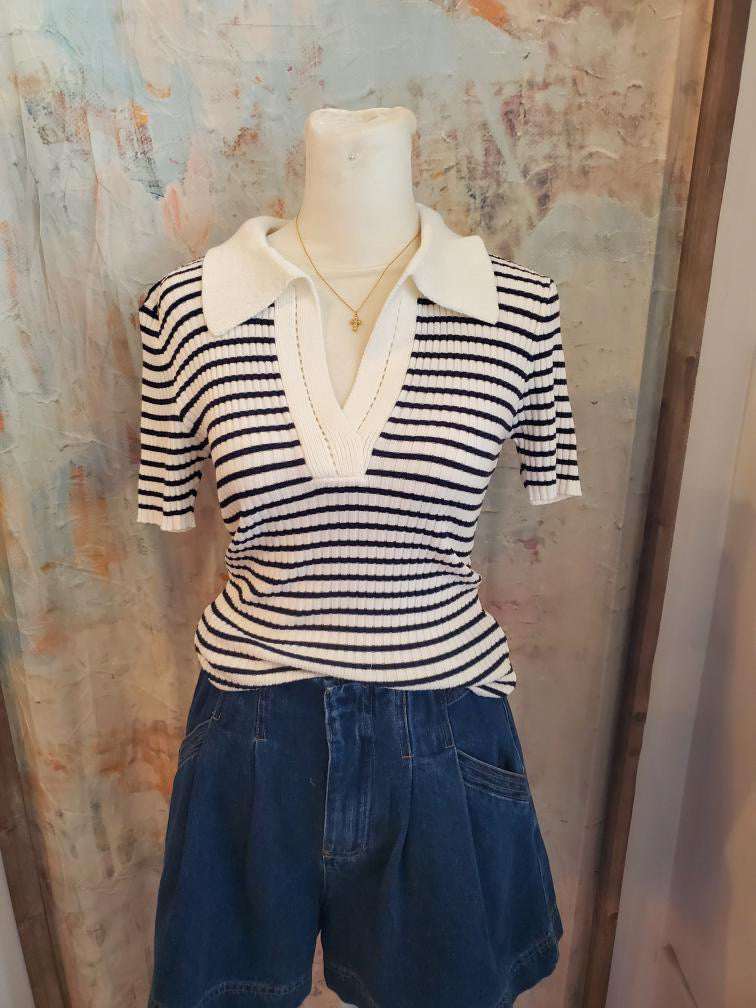 Stripe Detail Knit Sweater Top