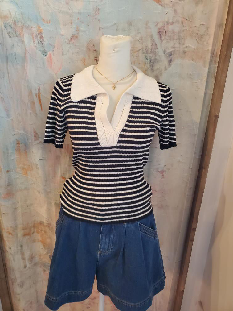 Stripe Detail Knit Sweater Top