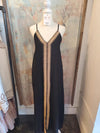Detail Trim Long Dress with Spaghetti Straps