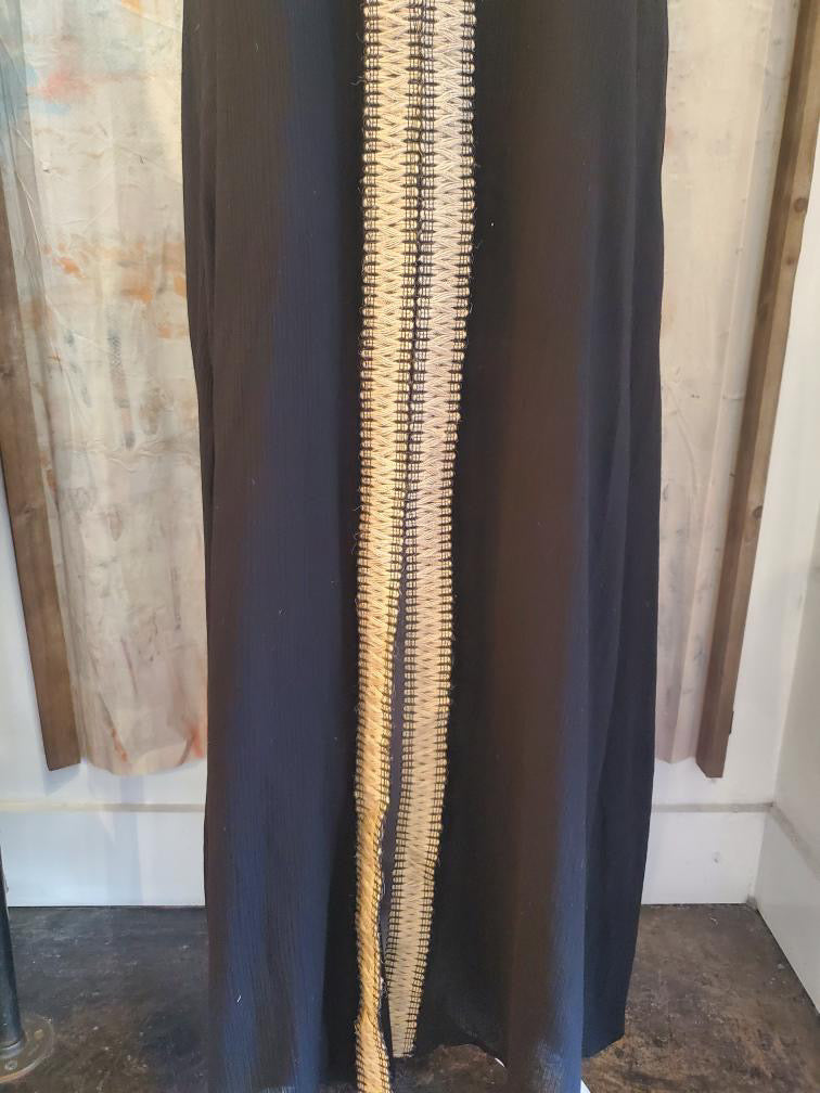 Detail Trim Long Dress with Spaghetti Straps