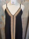 Detail Trim Long Dress with Spaghetti Straps