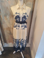 Shirt Collar Button Down Cap Midi with Pleat Detail