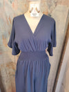 Gauze Jumpsuit with Surplice Neck