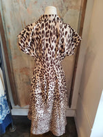 Leopard Print Button Down Midi Dress