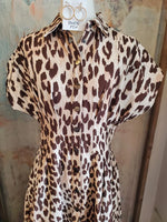 Leopard Print Button Down Midi Dress