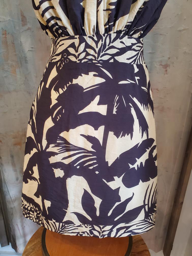 Halter Neck Tie Back Print Dress