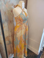 Tie Neck Maxi Lemon Breeze Dress