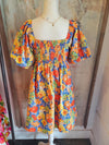 Rose Print Puff Sleeve Dress