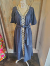Puff Sleeve Textued Midi Dress with Pockets