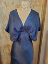 Short Sleeve Navy V Neck Maxi Dress