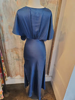 Short Sleeve Navy V Neck Maxi Dress