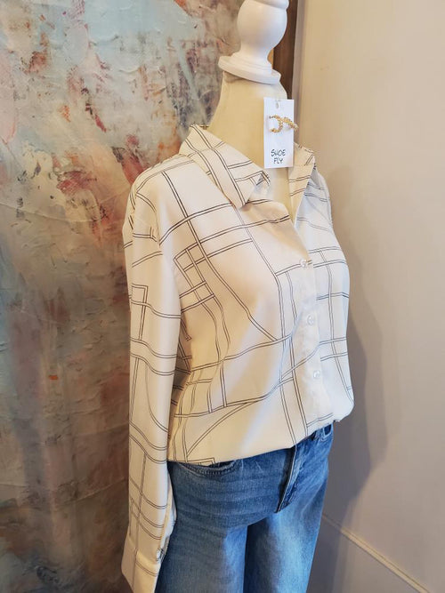 Geo Print Button Down Top