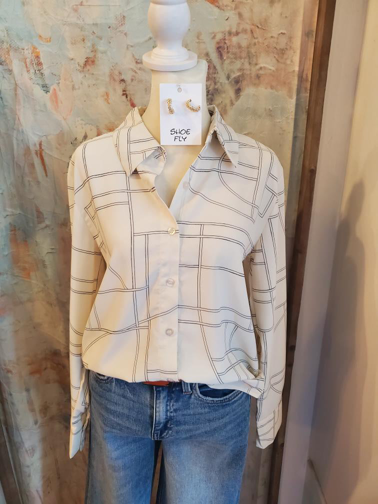 Geo Print Button Down Top