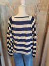 Navy Stripe Elastic Cuff Top