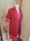 Burgundy Combo Dress with Pockets