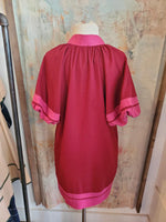 Burgundy Combo Dress with Pockets