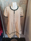 Taupe Olive Trim Zip Front Dress with Pockets