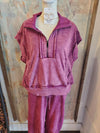 Washed Plum Zip Up Top