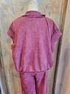 Washed Plum Zip Up Top