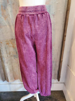 Washed Plum Jogger Pants with Pockets