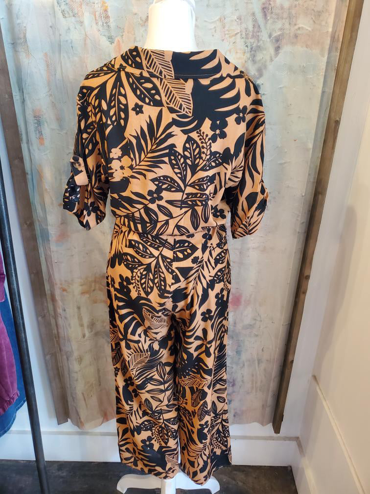 Tie Waist Print Jumpsuit