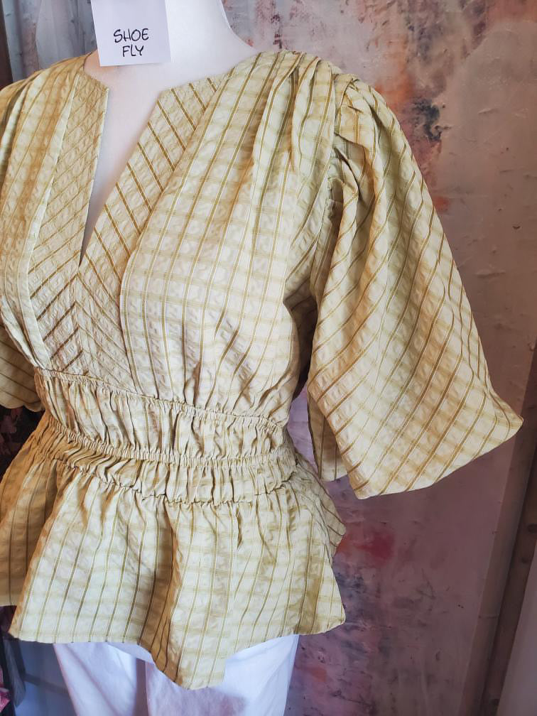 Check Puff Sleeve Blouse