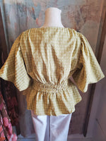 Check Puff Sleeve Blouse