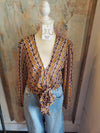 Tie Front Sheer Long Sleeve Top