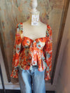 Autumn Garden Sheer Tie Front Top