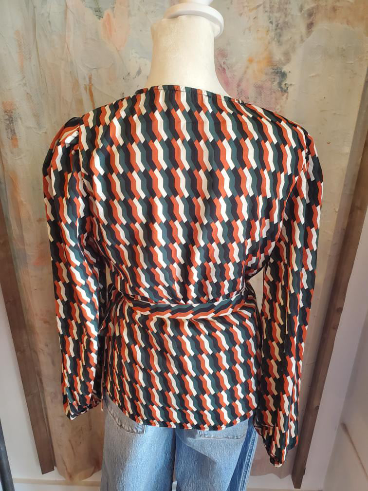 Side Tie Wrap Print Top