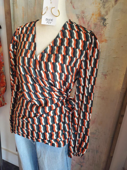 Side Tie Wrap Print Top
