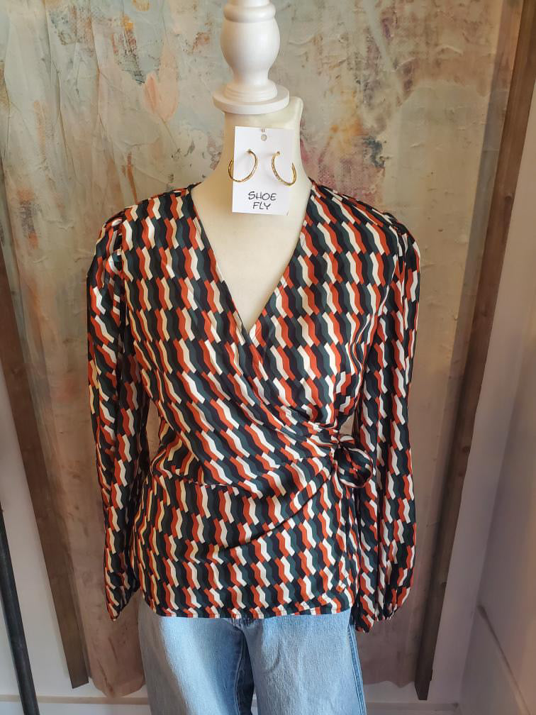 Side Tie Wrap Print Top