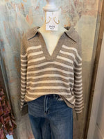 Toffee/Cream Stripe Sweater Top