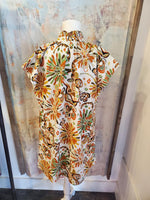 Flower Print Shift Dress with Pockets