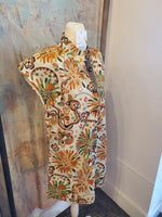 Flower Print Shift Dress with Pockets