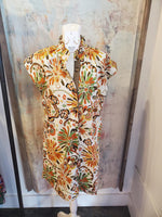 Flower Print Shift Dress with Pockets