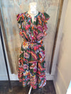 Flutter Sleeve Print Tiered Midi Dress