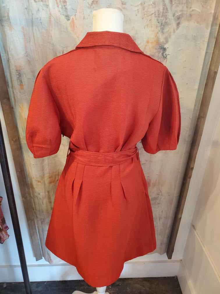 Shirt Collar Dress with Tie