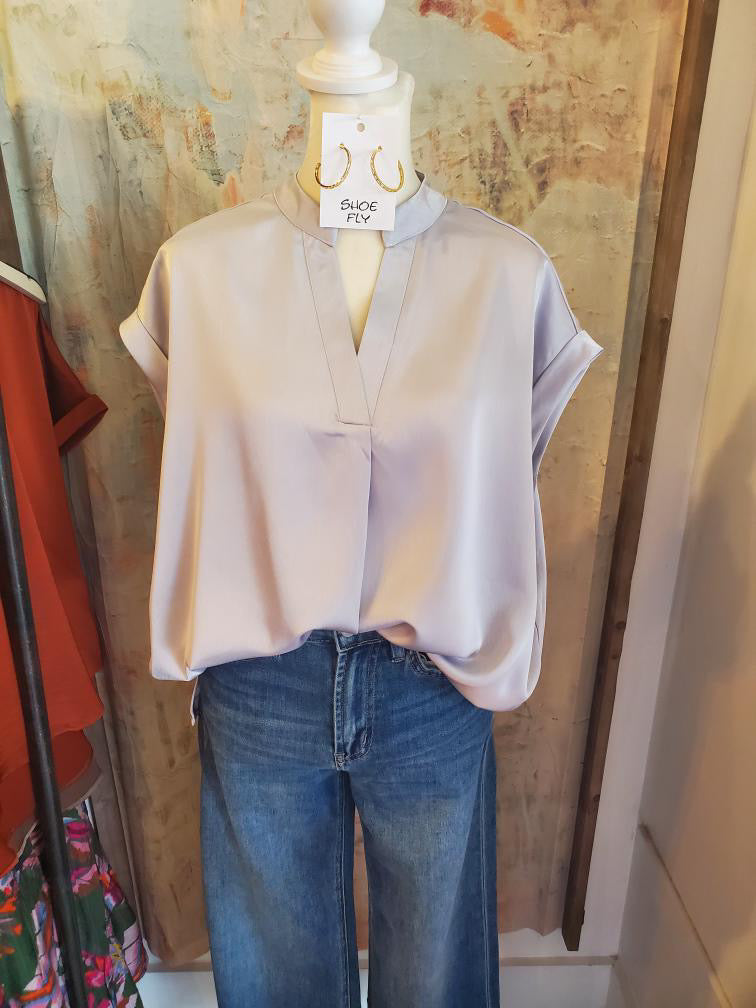V Neck Short Sleeve Oversized Top