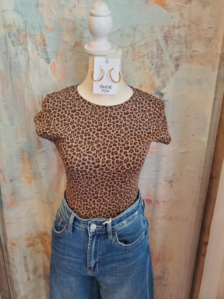 Leopard Round Neck Bodysuit