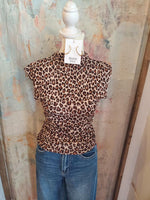 Leopard Print Mock Neck Knit Top