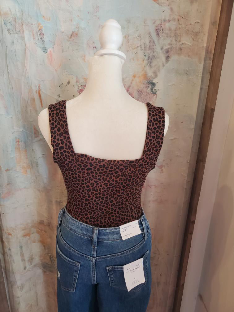Square Neck Sleeveless Knit Bodysuit
