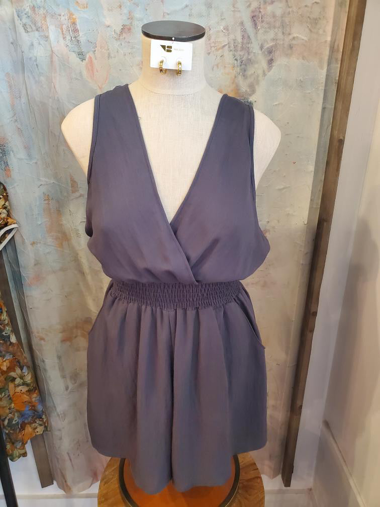 Overlay Smock Sleeveless Romper