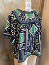 Print Woven Navy Green Combo Top