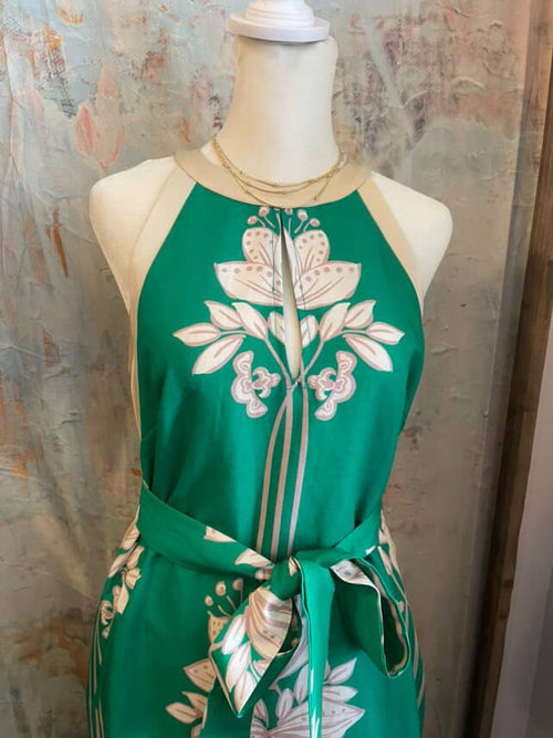 Floral Print Halter Neck Midi Dress
