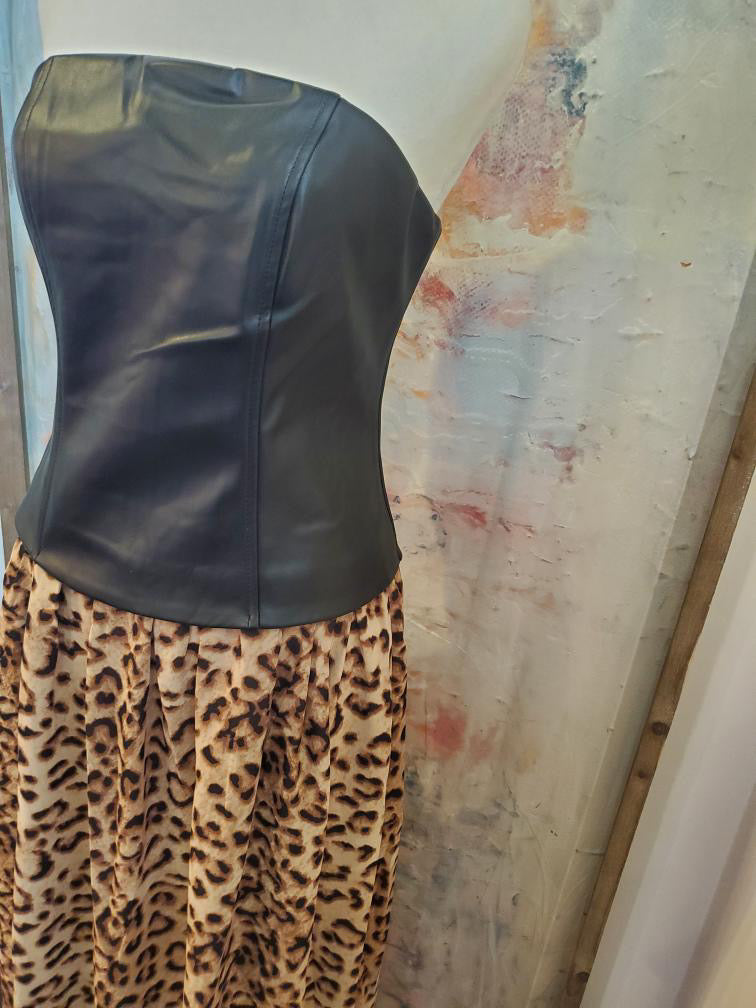 Mixed Media Strapless Dress