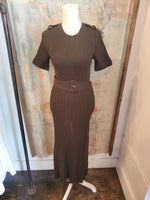 Ribbed Sweater Dress with Belt