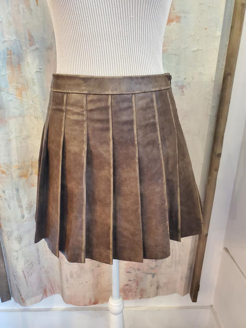 Faux Leather Pleat Skirt