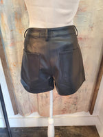 Black Faux Leather Skort