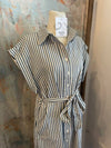 Button Up Tie Waist Midi Dress with Pockets